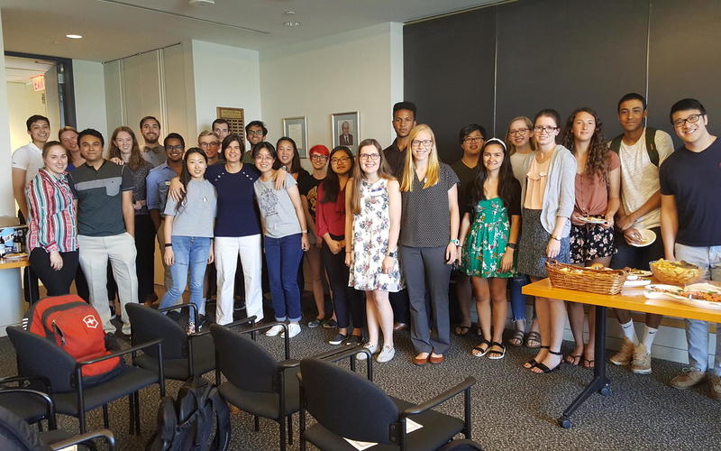 Group of REU students and PEB graduate students