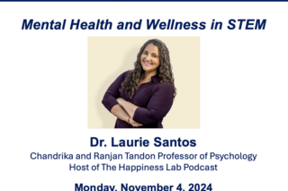 Flyer advertising Laurie Santos' talk