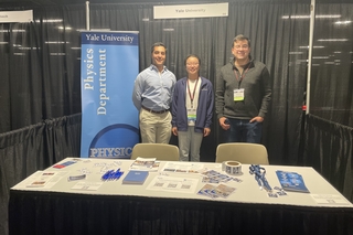 David, Mengwen, and Jose at the Physics recruitment booth