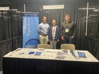 David, Mengwen, and Jose at the Physics recruitment booth